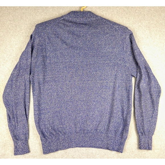 Peter Millar Linen Cotton Button Mock Neck Sweater Pullover Blue Mens L - Picture 6 of 8